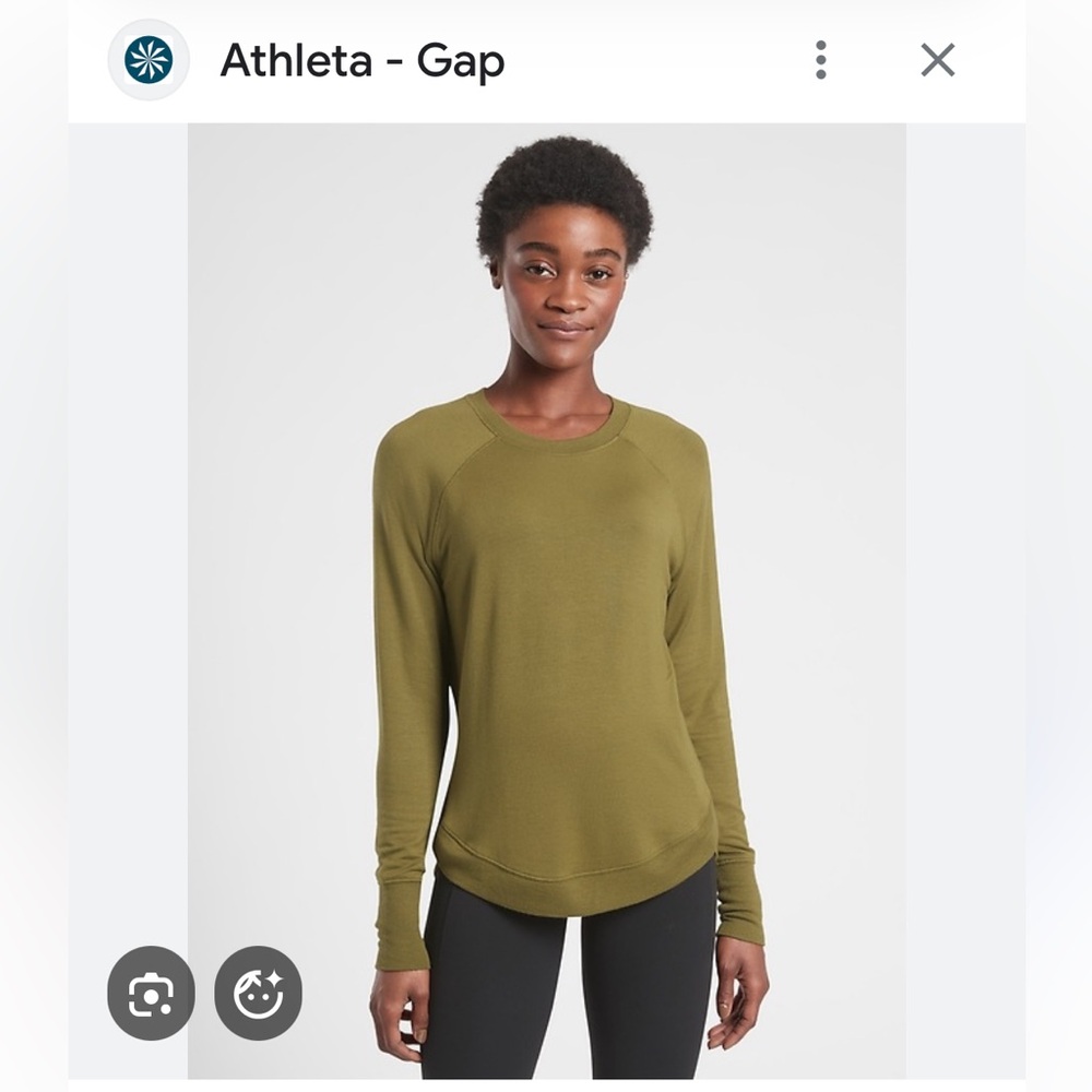 Athleta sz S Petite Mindset sweatshirt Arboretum Olive pullover Tencel yoga